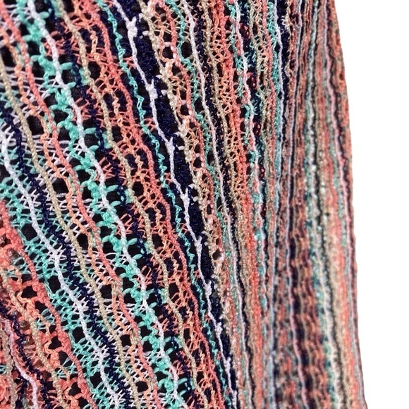 BELLE DU JOUR women plus sz 2X crochet knit vest open front fringe boho hippie - Picture 4 of 8